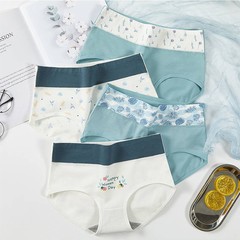 Japanese student cotton underwear cute girl full print mid-high waisted sweet breathable cartoon pattern triangle pants