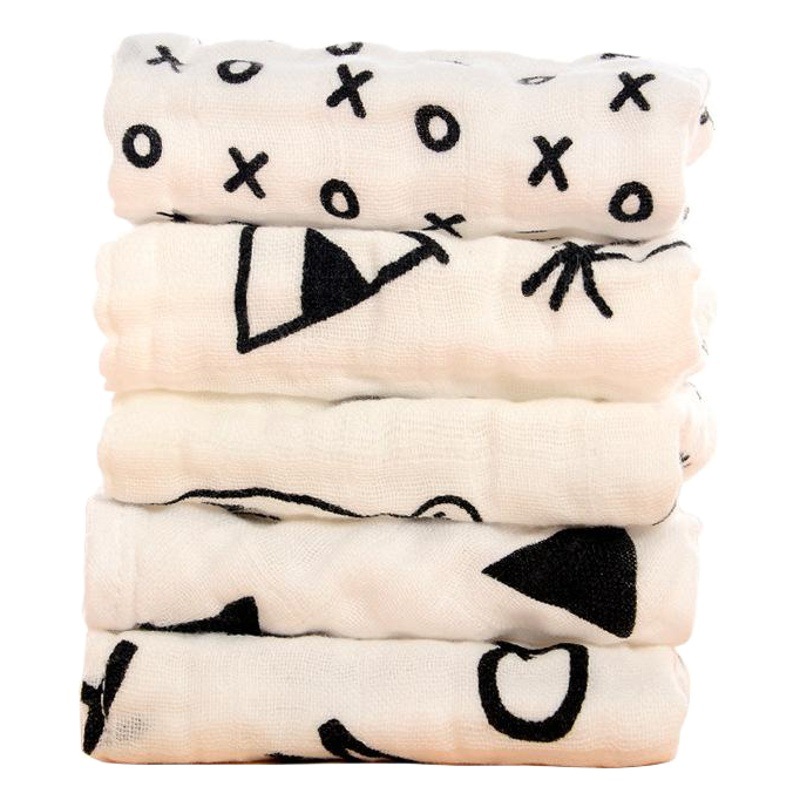 Infant Triangle Towel Cotton 4-Layer Printed Newborn Bib Snap Button Baby Saliva Towel Bib Baby Supplies