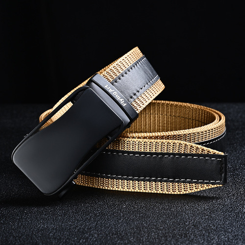 New 3.5CM automatic buckle nylon belt men's business casual belt canvas thickened alloy cross-border belt