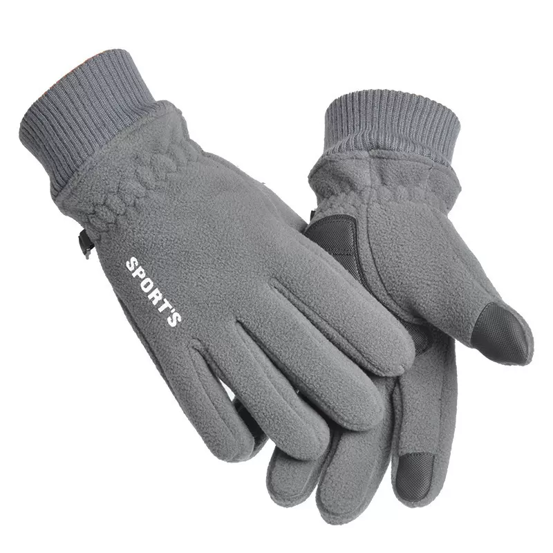 秋冬手套男摇粒绒加绒加厚保暖户外骑行滑雪运动开车防滑触屏手套