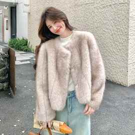 韩版气质皮毛一体羊羔毛外套女秋冬2025新款防水貂绒漂亮超火