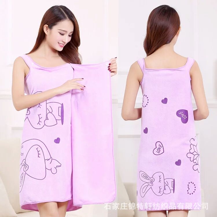 Manufacturers produce wearable bath towel cartoon printing changeable bath skirt microfiber sling bath towel anti-light beach towel