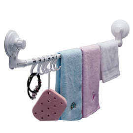 批发浴室挂架吸盘式挂毛巾架卫生间免打孔壁挂式置物架伸缩毛巾杆
