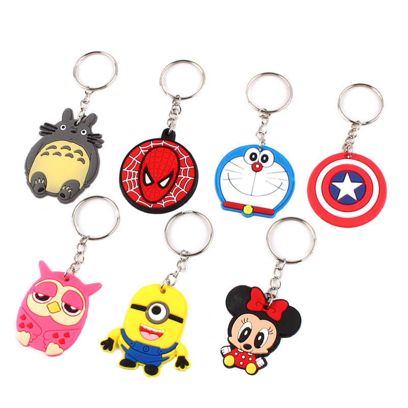 밝은 노란색 만화 열쇠고리