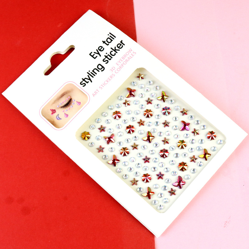 Transfronterizo AB diamantes coloridos joyas de maquillaje de ojos maquillaje facial pegatinas de diamante para niños espectáculo de escenario pegatinas faciales pegatinas de cristal perlas