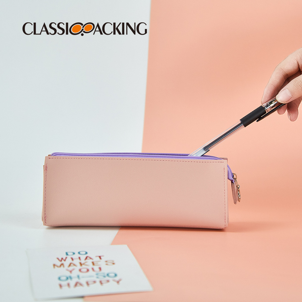 Bolsa de lápices simple ins Bolsa de cosméticos portátil de gran capacidad Bolsa de papelería con cremallera para estudiantes multifuncional Bolsa de almacenamiento impermeable de pu