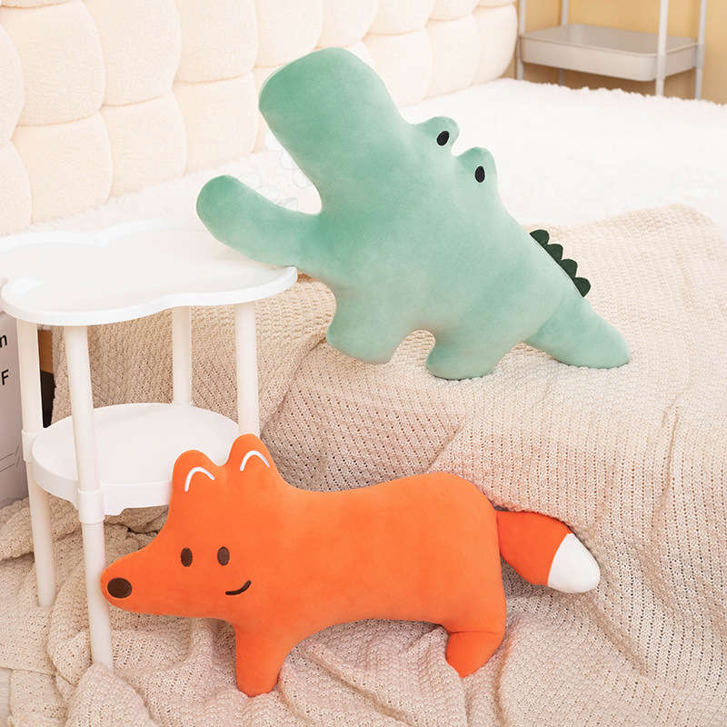 Dibujos animados Mohson almohada animal lindo rinoceronte cocodrilo zorro Kapibala muñeco de peluche sofá cojín de sala de estar