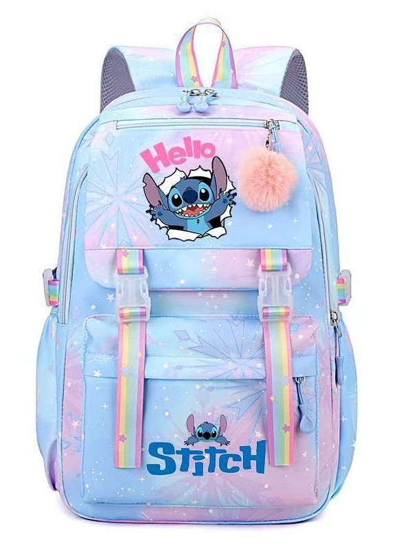 Nueva mochila escolar para estudiantes, mochila de gran capacidad para estudiantes de primaria y secundaria, impresión de dibujos animados, mochila ligera de ocio arcoíris