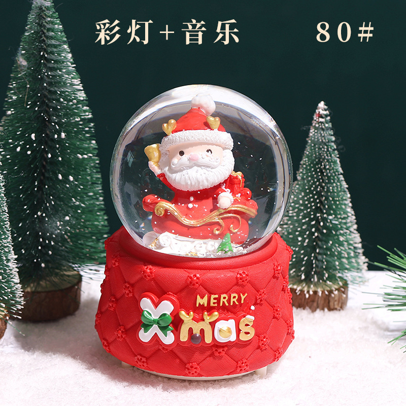 Pequeño libro rojo estilo caliente perro de orejas grandes bola de cristal caja de música nieve brillante niña dormitorio decoración de escritorio regalo