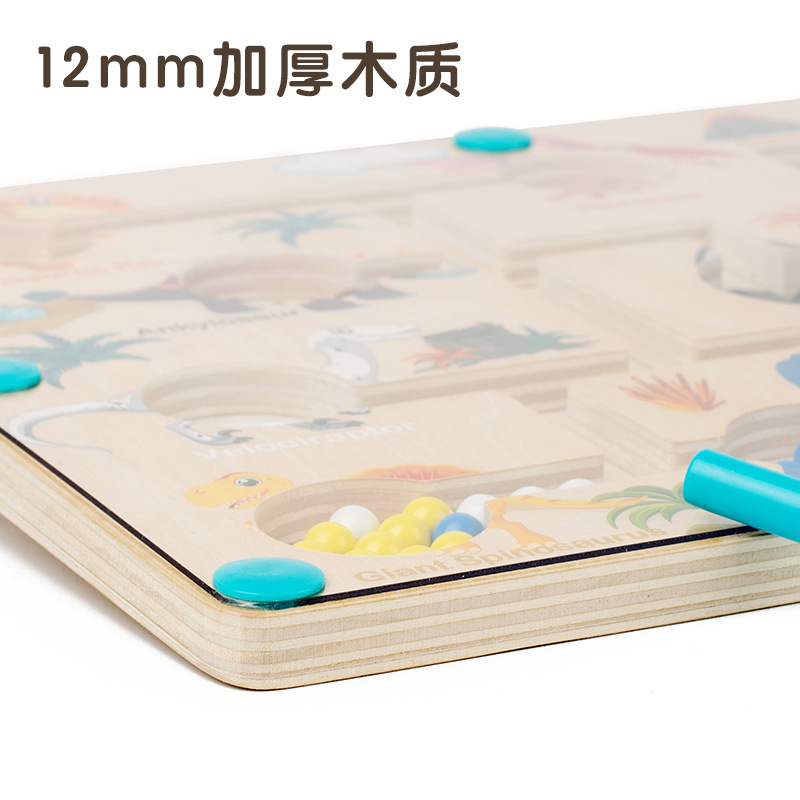 Educación temprana madera color magnético clasificación de dinosaurios tráfico laberinto paseo juego de mesa acertijos juguetes de iluminación