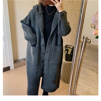 毛衣女外套2022新款韩版宽松慵懒风复古针织开衫外搭学院风中长款