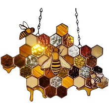 suncatcher蜂王和蜜蜂保護采蜜器雙面大黃蜂蜂窩采蜜器掛飾