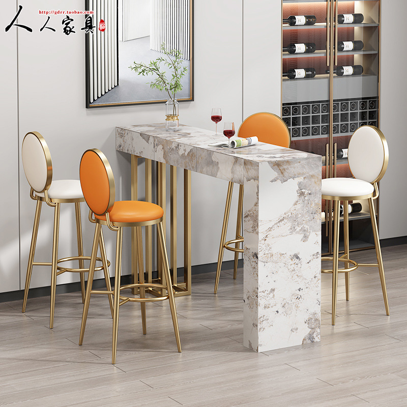 HX105 Pandora modern light luxury slate bar table for home use, simple and high-end high-legged bar table for open kitchen