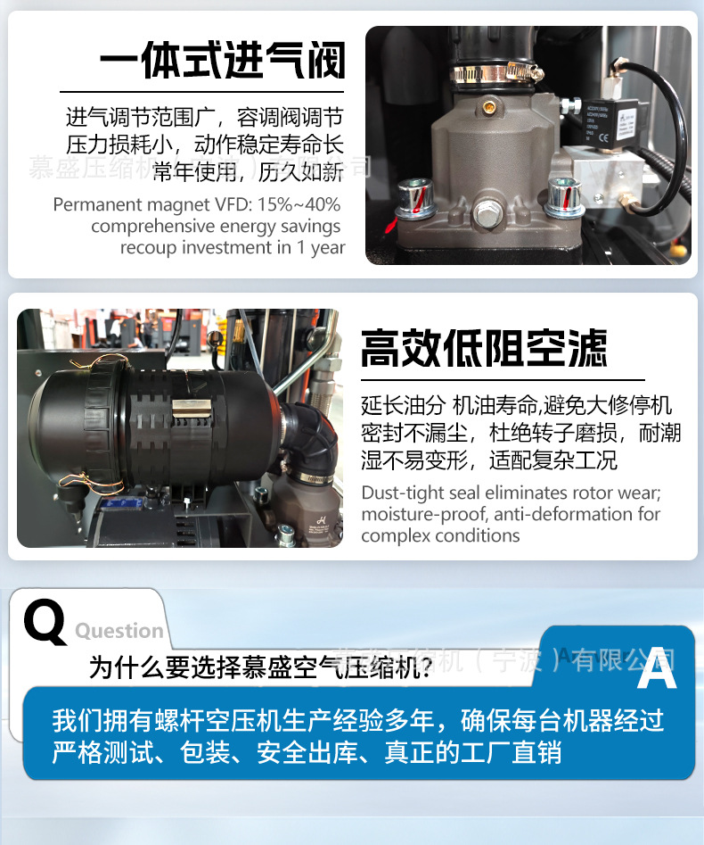 Customized screw air compressor with wide voltage range, specifically for overseas factory workshops