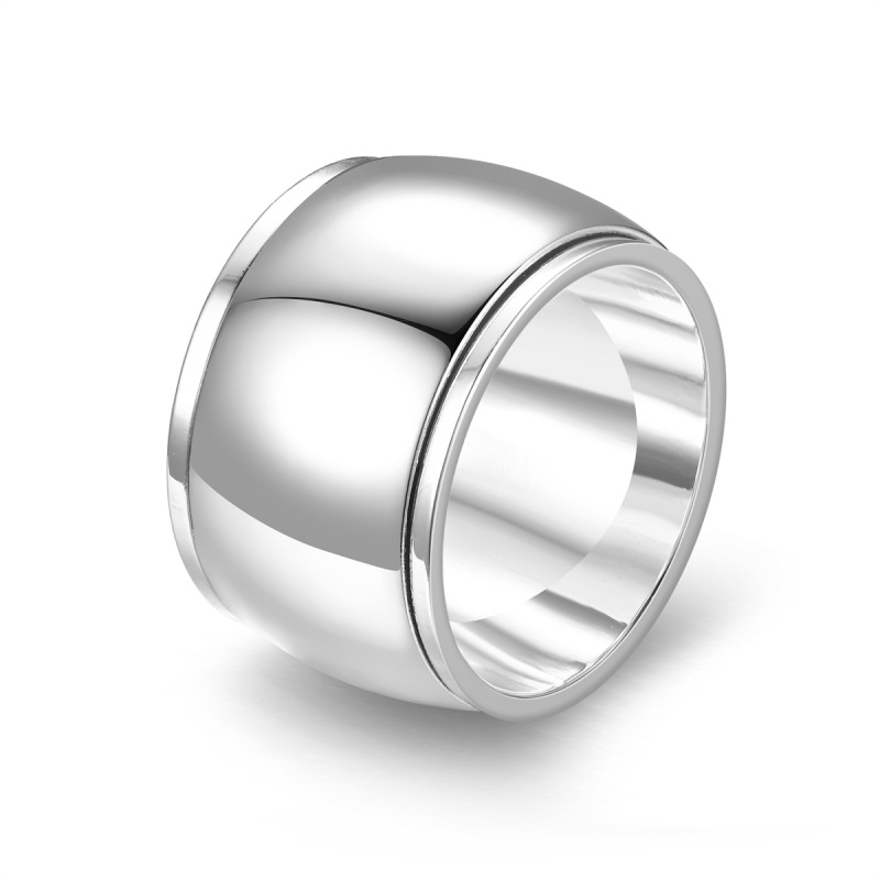 2025 Cross-border Special for New Wide Edition Arc Panel Silver Plated Rotatable Ring Couple Jewelry Source Manufacturers