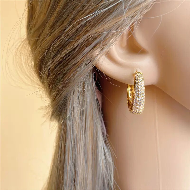 Eco-Friendly Alloy European and American Hot-Selling New U-Shaped Geometric High-End Fashion Ear Cuffs Super Shiny Full Diamond Wholesale for Women