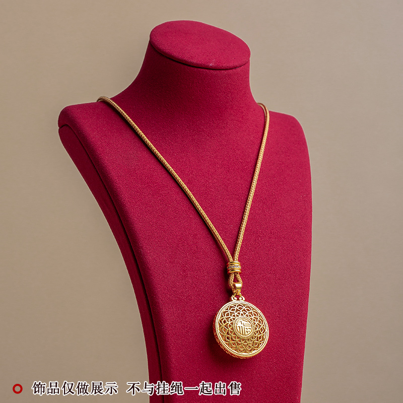 Ping An de alta gama cuerdas de collar colgante de oro cuerdas de mano tejida ocho tesoros brújula anillo cabeza de Buda