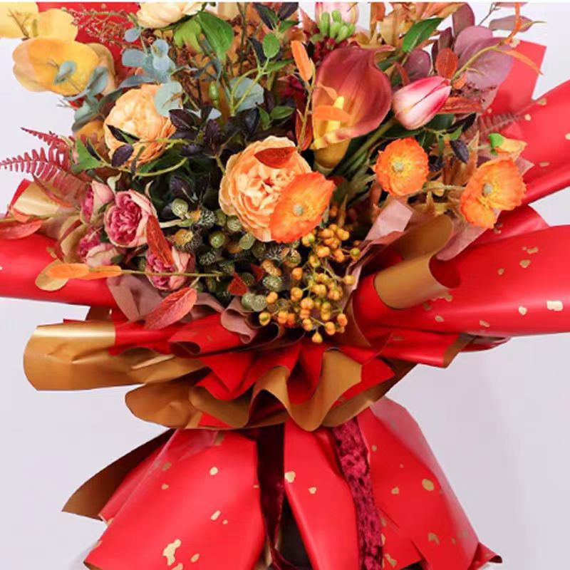 Flores de flores de papel de oro de oro de papel de embalaje de flores comercio exterior al por mayor materiales de flores impermeables floristas de paquetes de papel