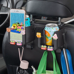 Car-mounted hook, multifunctional storage box for car seats, seat back car hook, cute cartoon cup holder for women