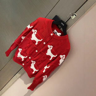 Fashionable Brand 24 Autumn and Winter New Fashion Brand Basic Versatile Daily Puppy Stereo Hemp Pattern Plaid Cardigan