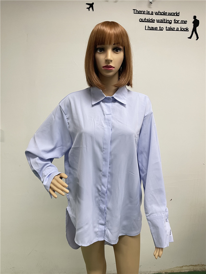182g Weight Long Sleeve Sleeve Length Single Breasted Placket Type Regular Sleeve Sleeve Type Cotton Fabric Type Long Top Length Blouse Tops Type Daily Occasion Turndown Neckline Breathable Function Loose Fit Type Solid Color Pattern Summer, Spring, Autumn Season Women'S Gender Patchwork Design Fashion Style Wholesale Women'S Fashion Solid Color Long Sleeve Patchwork Blouses 21