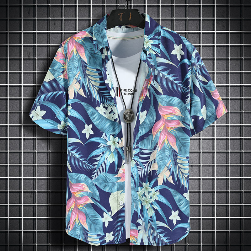 Hawaii Holiday ropa de playa traje casual de moda para hombres camisa de manga corta para hombres pantalones cortos sueltos ropa hermosa camisa floral