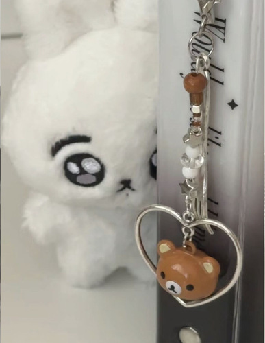 [Brown Diary Bear] Super kawaii ins beaded mobile phone chain pendant card book pencil bag pendant for girls