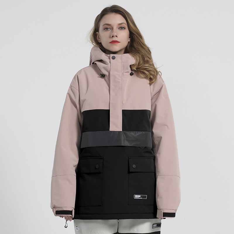 Felpa con cappuccio da sci riflettente, calda e impermeabile, fosforescente, a doppia tavola, tuta da neve abbinata al colore di una tavola_voghion.com