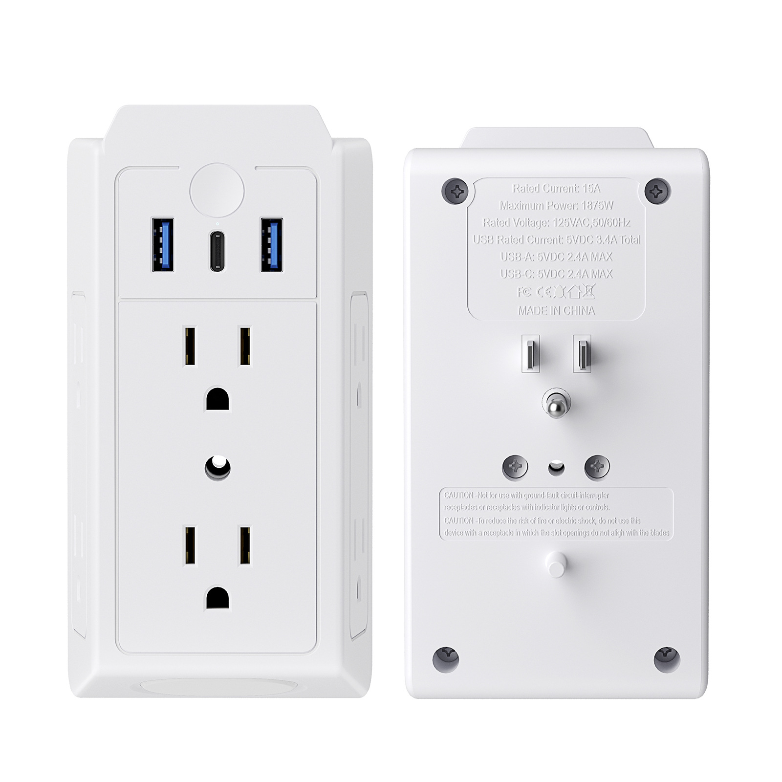Amerikan standart duvar prizi duvar fişi üç taraflı tek dönüşlü çoklu dönüştürücü takılabilir ev seyahat yerleştirme istasyonu elektrik çarpmasını önlemek için