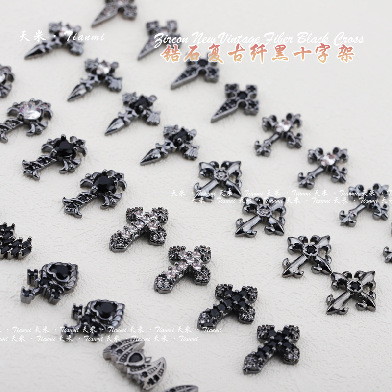 Cyberspace Punk style Diablo Nail enhancement Diamond Strobe Chrome Hearts cross nail Accessories wholesale