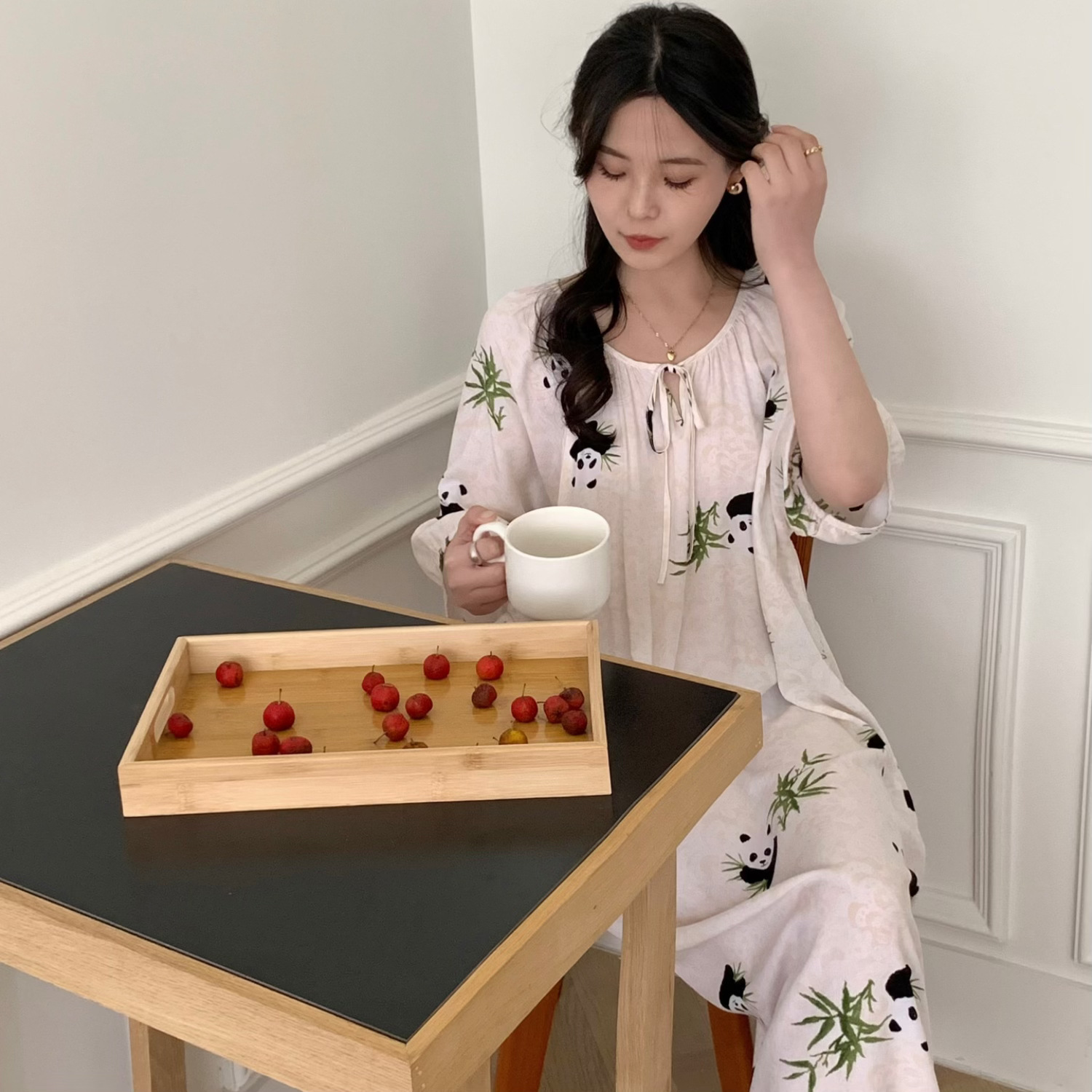 Camisón mujer verano falda larga de playa delgada pijama de seda de algodón primavera y otoño damas estilo de vacaciones ropa de hogar de seda de algodón de gran tamaño