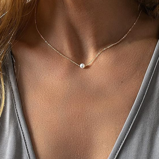 European and American Cross-Border Simple and Fashionable Imitation Pearl Series Women's Necklace Bohemian Women's Plastic Bead Clavicle Chain