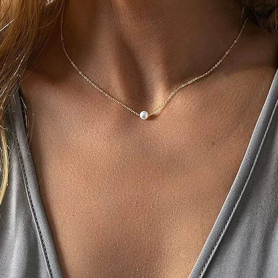 European and American Cross-Border Simple and Fashionable Imitation Pearl Series Women's Necklace Bohemian Women's Plastic Bead Clavicle Chain