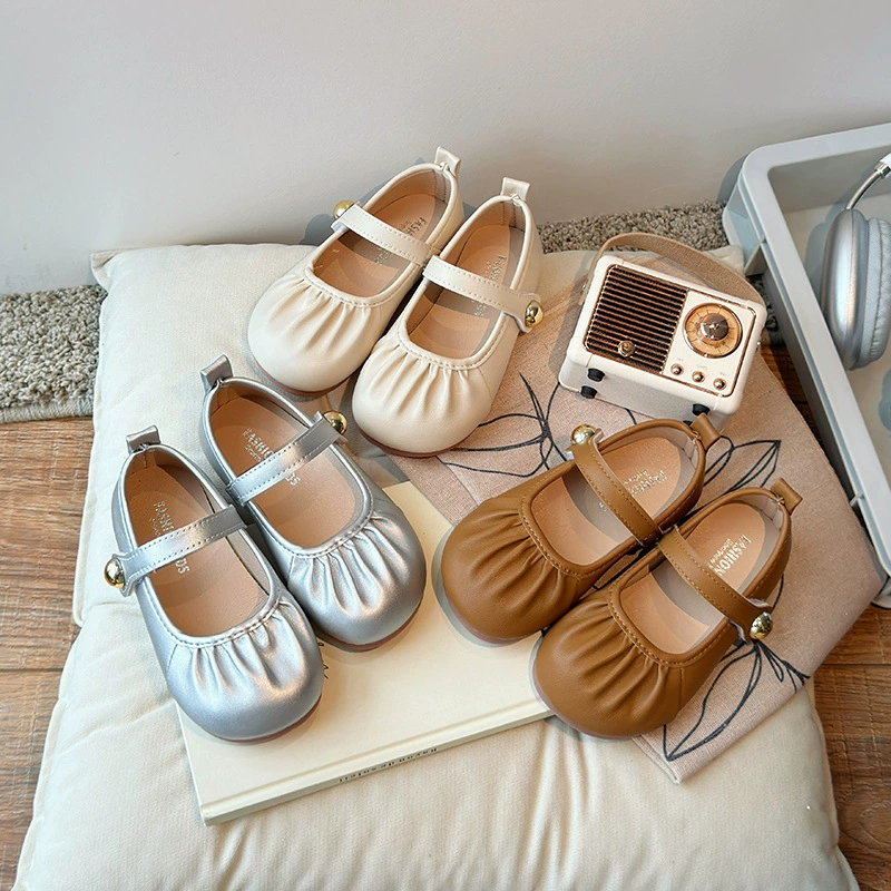 Принцесса кожаные туфли для девочек 2024 весна и осень новые детские туфли для девочек одиночные туфли для девочек