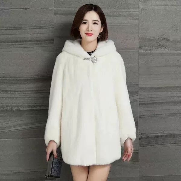 With hood, white