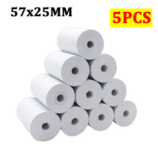 5 Rolls Thermal Paper Label Notes Paper Instant Print57x25m