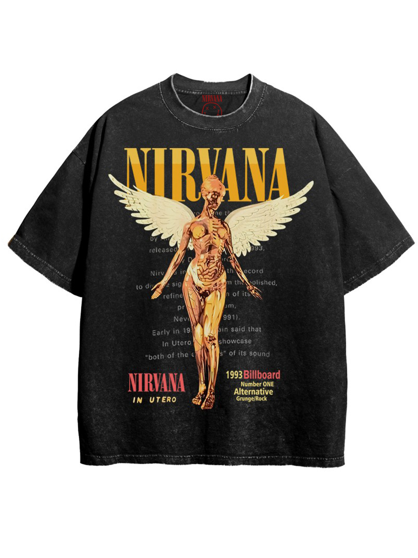 Nirvana banda de rock Nirvana Cobain cocoburn apenado lavado vintage batik camiseta suelta