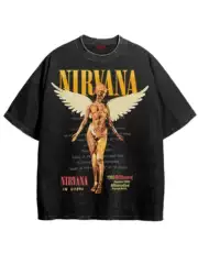 Nirvana band rock Nirvana Cobain Cobain distressed washed vintage batik loose T-shirt