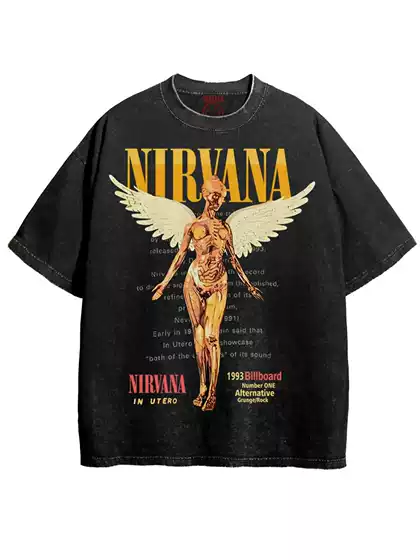 Nirvana band rock Nirvana Cobain Cobain distressed washed vintage batik loose T-shirt