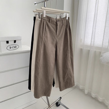 日系风灯芯绒九分奶奶裤女气质通勤百搭豌豆裤秋冬复古阔腿萝卜裤