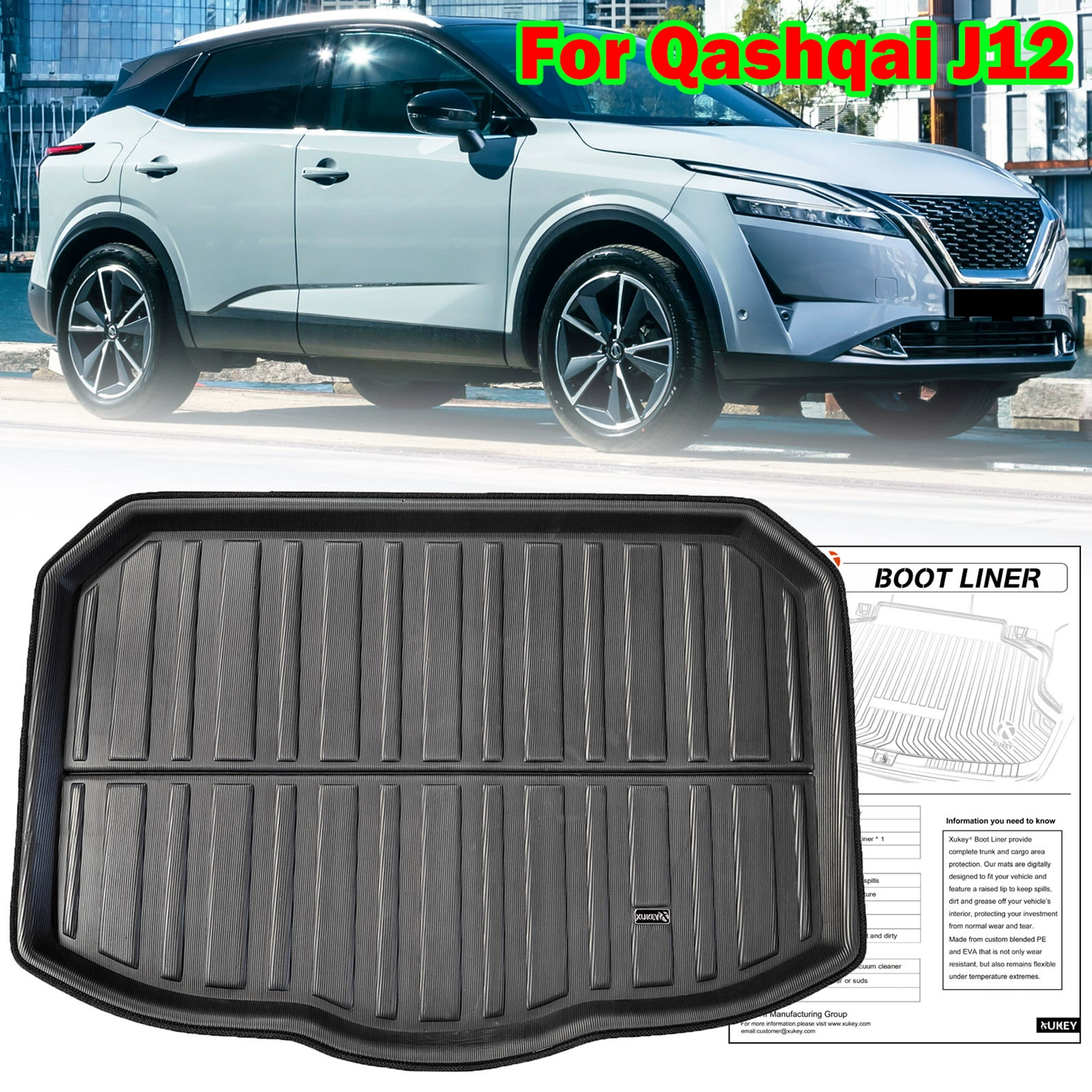 XUKEY Подлокотник подходит для 2023 Nissan Nissan Qashqai J12 Черный Задний Подлокотник багажника