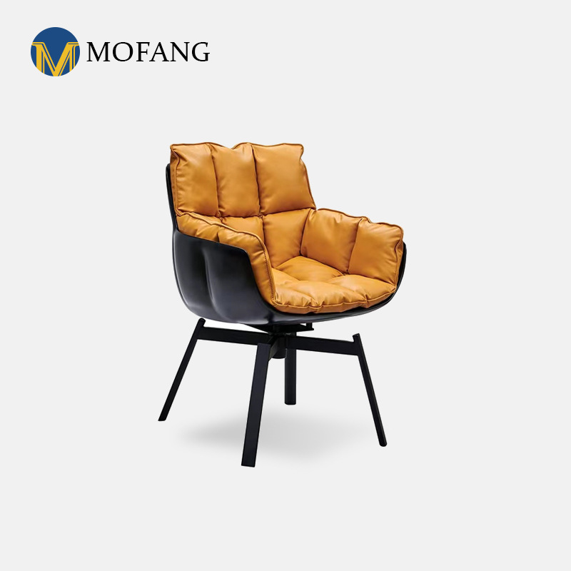 Italian Minimalist Leisure Armchair for Home, Rotating Desk Chair with Designer, Light Luxury, Mid-Century Modern Muscle Dining Chair