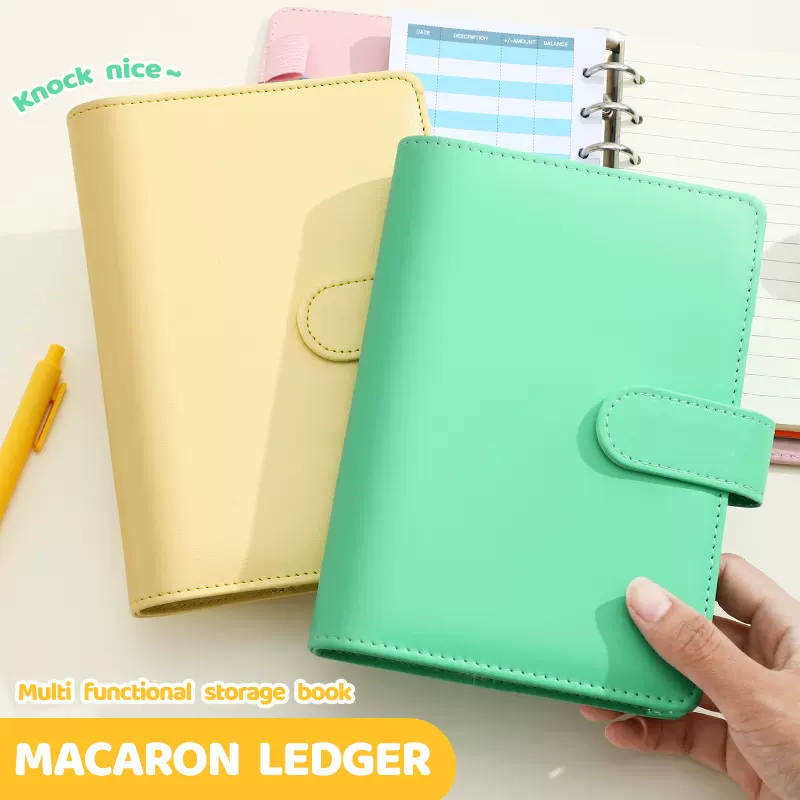 亚马逊爆款手账本a6马卡龙记事本活页笔记本手帐本现金预算存钱本