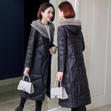 2025新款海宁真皮羽绒服女冬水貂毛皮草外套绵羊皮大衣中长款