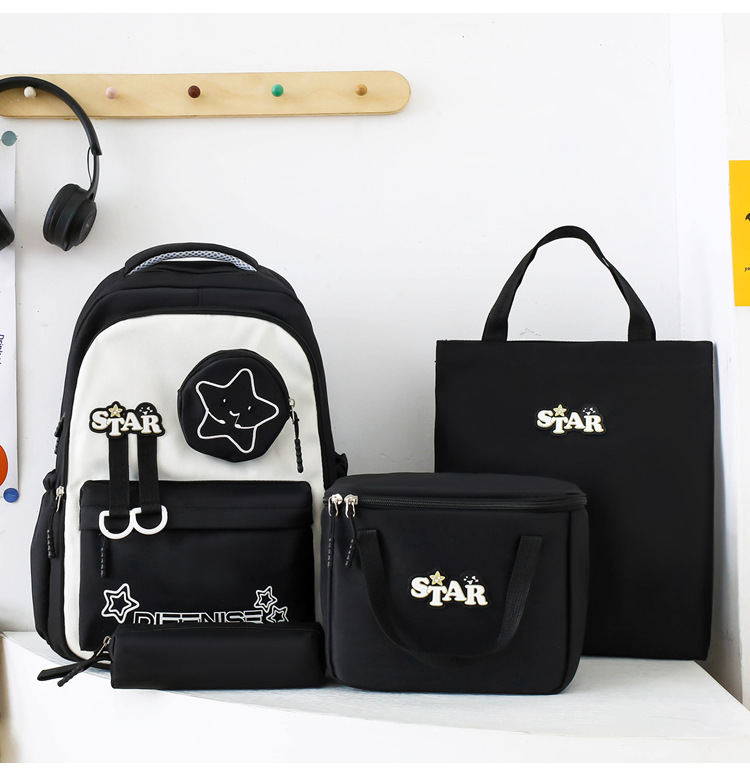 Kids Backpacks Primary And Secondary School Students Fashionable And Trendy, Insulated Lunch Bag, Large Capacity, Four Piece Set, Casual Backpack_voghion.com
