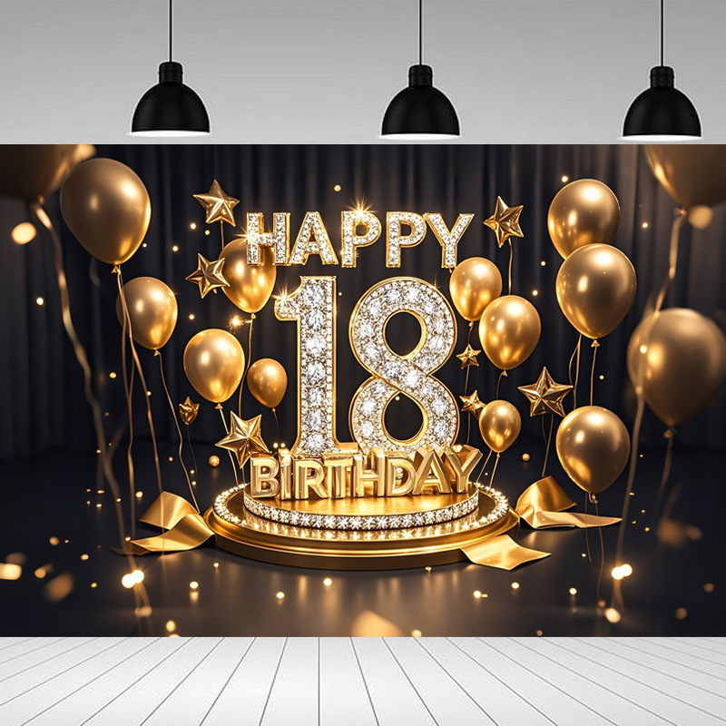 Nueva tela de fondo de feliz cumpleaños transfronteriza, carnaval de fiesta, serie principal de decoración de escenas, banner de cumpleaños