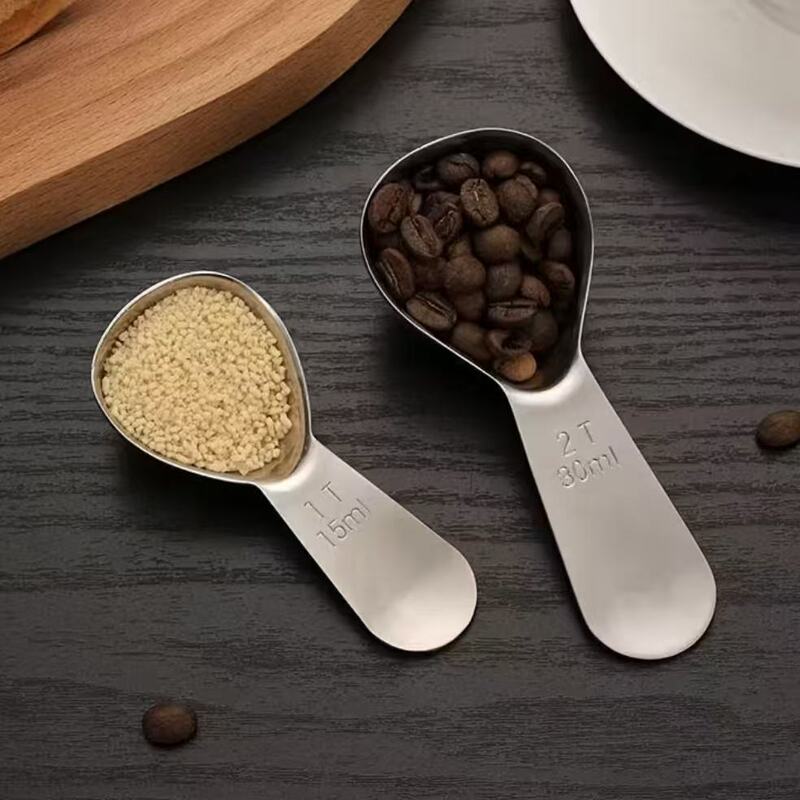 Cross-Border Amazon Stainless Steel Coffee Powder Spoon with Scale, Coffee Tools and Utensils for Home and Cafe Use