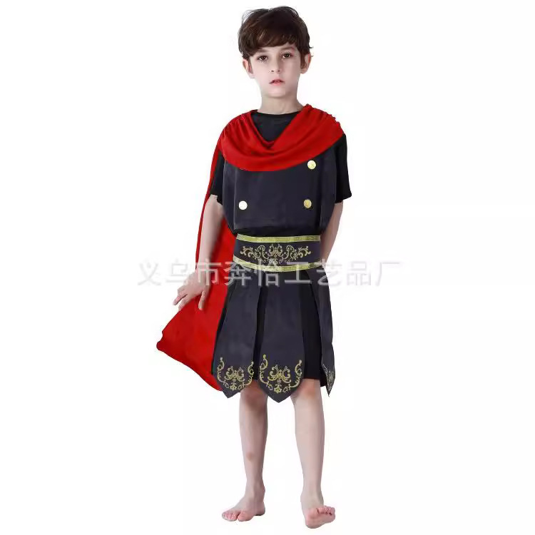 Halloween B0262 Costume Roman Samurai Knight Spartan Warrior Costume Little General Soldier Costume Show