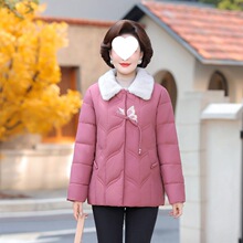妈妈冬装加绒加厚棉衣洋气棉袄新款中老年保暖羽绒棉服短款外套