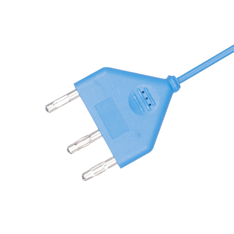 Cable de alimentación para enchufe de lápiz médico de electrodo de alta frecuencia, equipo médico azul, cable de conexión de lápiz eléctrico de tres núcleos de una sola etapa